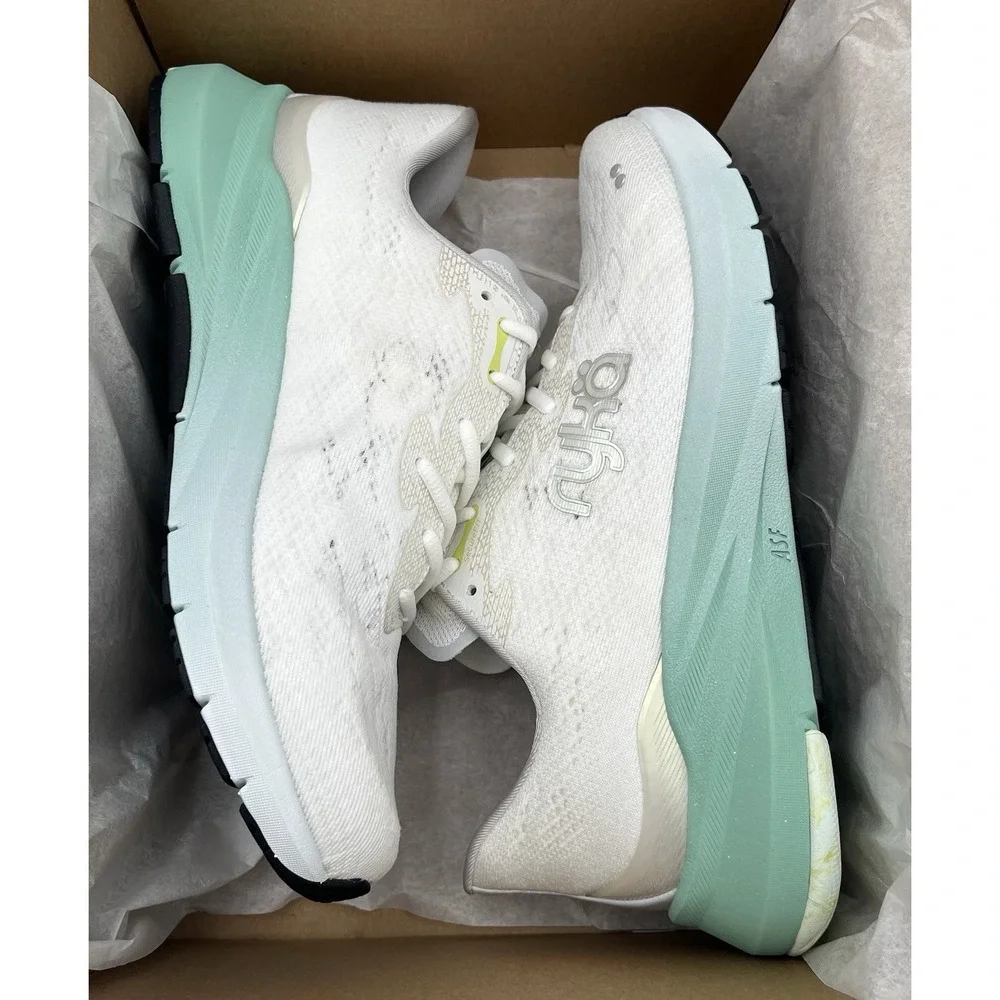 Ryka Euphoria Run Womens Athletic Shoes Size 7.5 Wide Width White/Green Sneakers